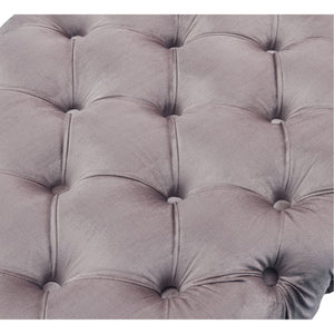 Homeroots 48" Lilac And Gold Tufted Velvet Upholstered Bench Lilac,Gold Metal 490968
