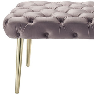 Homeroots 48" Lilac And Gold Tufted Velvet Upholstered Bench Lilac,Gold Metal 490968