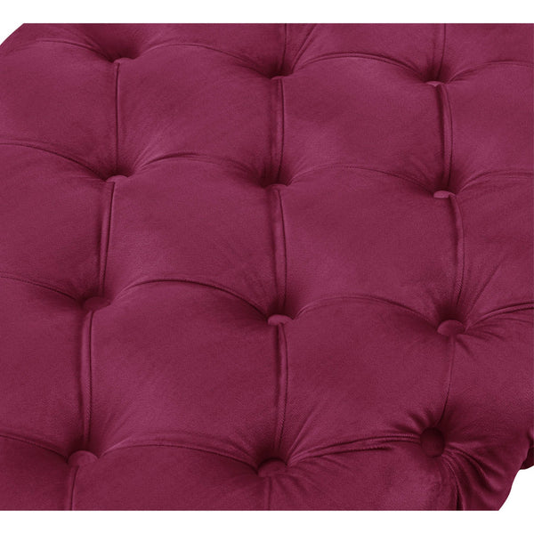 Homeroots 48" Fuchsia And Gold Tufted Velvet Upholstered Bench Fuchsia,Gold Metal 490969