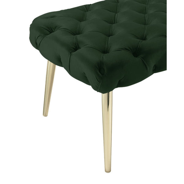 Homeroots 48" Hunter Green And Gold Upholstered Velvet Bench Hunter Green,Gold Metal 490971