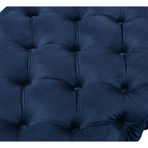 Homeroots 48" Navy Blue And Gold Tufted Velvet Upholstered Bench Navy,Gold Metal 490972