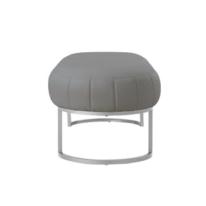 Homeroots 53" Gray And Silver Faux Leather Upholstered Bench Grey,Silver,Leather Pu Metal 490974