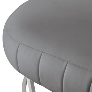 Homeroots 53" Gray And Silver Faux Leather Upholstered Bench Grey,Silver,Leather Pu Metal 490974