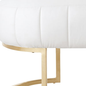Homeroots 53" White And Gold Upholstered Faux Leather Bench White,Gold,Leather Pu Metal 490975