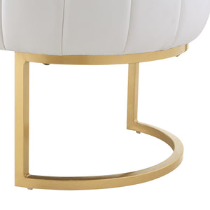 Homeroots 53" White And Gold Upholstered Faux Leather Bench White,Gold,Leather Pu Metal 490975