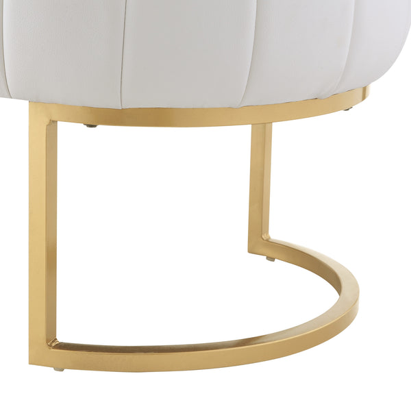 Homeroots 53" White And Gold Upholstered Faux Leather Bench White,Gold,Leather Pu Metal 490975