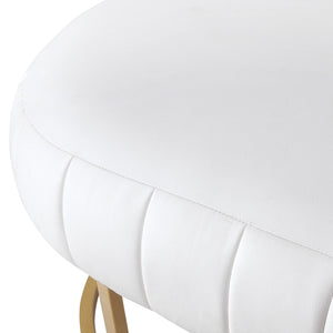 Homeroots 53" White And Gold Upholstered Faux Leather Bench White,Gold,Leather Pu Metal 490975