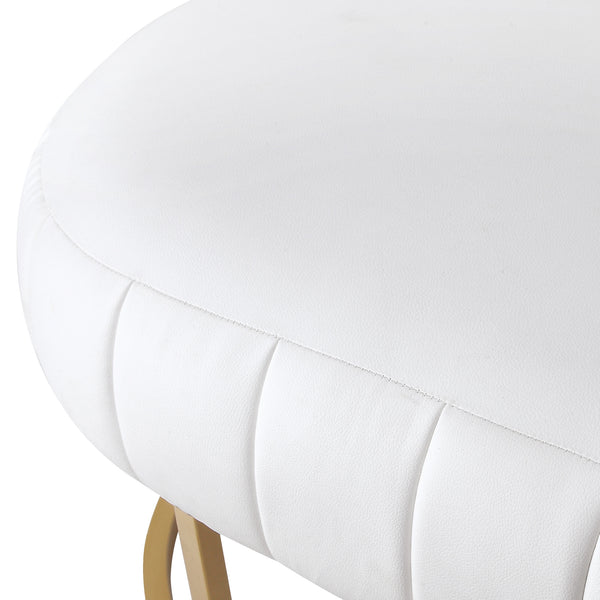 Homeroots 53" White And Gold Upholstered Faux Leather Bench White,Gold,Leather Pu Metal 490975