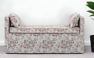 HomeRoots 53" Elegant Floral Upholstered Bench - Versatile Seating for Bedroom, Entryway, or Living Room Decor Cluster Red 490976