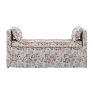 HomeRoots 53" Elegant Floral Upholstered Bench - Versatile Seating for Bedroom, Entryway, or Living Room Decor Cluster Red 490976