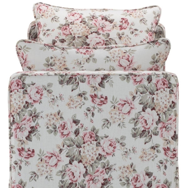 HomeRoots 53" Elegant Floral Upholstered Bench - Versatile Seating for Bedroom, Entryway, or Living Room Decor Cluster Red 490976