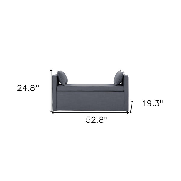 HomeRoots 53" Elegant Floral Upholstered Bench - Versatile Seating for Bedroom, Entryway, or Living Room Decor Dark Grey 490977