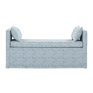 HomeRoots 53" Elegant Floral Upholstered Bench - Versatile Seating for Bedroom, Entryway, or Living Room Decor Indes Blue Ground 490978