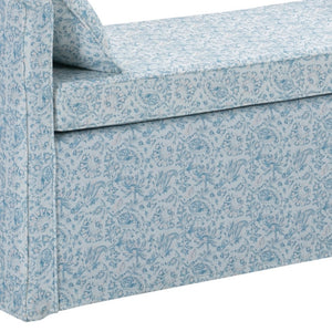 HomeRoots 53" Elegant Floral Upholstered Bench - Versatile Seating for Bedroom, Entryway, or Living Room Decor Indes Blue Ground 490978