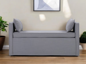 HomeRoots 53" Elegant Floral Upholstered Bench - Versatile Seating for Bedroom, Entryway, or Living Room Decor Light Grey 490979