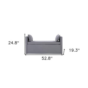 HomeRoots 53" Elegant Floral Upholstered Bench - Versatile Seating for Bedroom, Entryway, or Living Room Decor Light Grey 490979