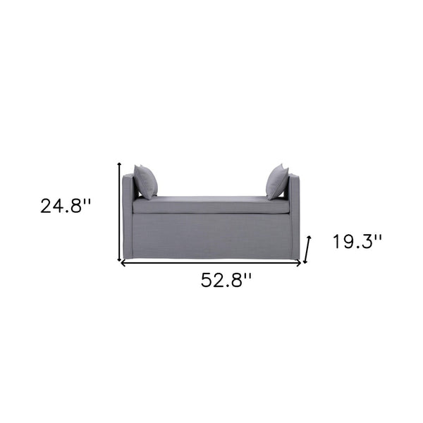 HomeRoots 53" Elegant Floral Upholstered Bench - Versatile Seating for Bedroom, Entryway, or Living Room Decor Light Grey 490979
