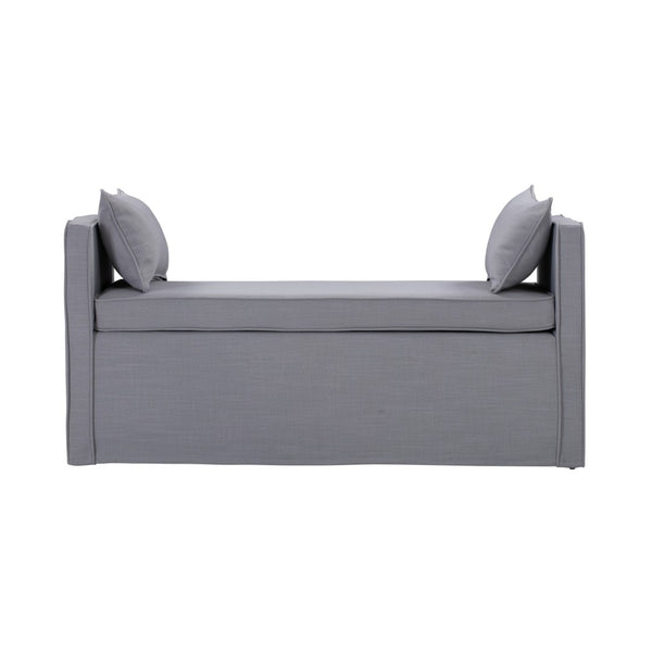 HomeRoots 53" Elegant Floral Upholstered Bench - Versatile Seating for Bedroom, Entryway, or Living Room Decor Light Grey 490979