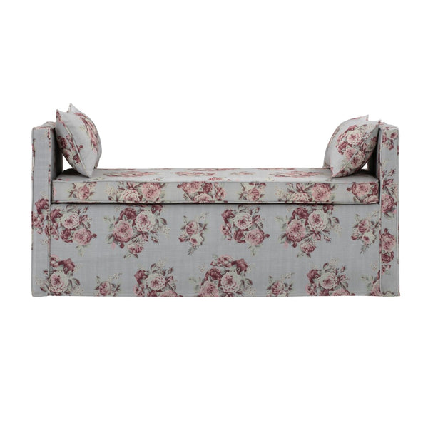 HomeRoots 53" Elegant Floral Upholstered Bench - Versatile Seating for Bedroom, Entryway, or Living Room Decor Manor Floral 490980