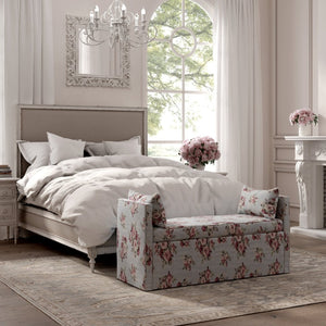 HomeRoots 53" Elegant Floral Upholstered Bench - Versatile Seating for Bedroom, Entryway, or Living Room Decor Manor Floral 490980