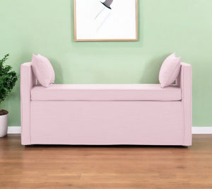 HomeRoots 53" Elegant Floral Upholstered Bench - Versatile Seating for Bedroom, Entryway, or Living Room Decor Light Pink 490981