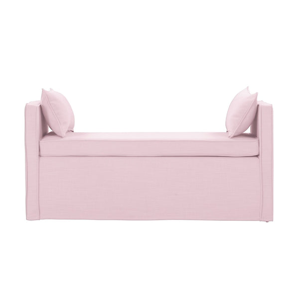 HomeRoots 53" Elegant Floral Upholstered Bench - Versatile Seating for Bedroom, Entryway, or Living Room Decor Light Pink 490981