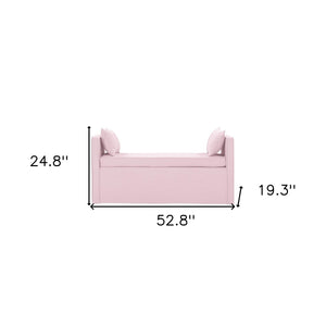 HomeRoots 53" Elegant Floral Upholstered Bench - Versatile Seating for Bedroom, Entryway, or Living Room Decor Light Pink 490981