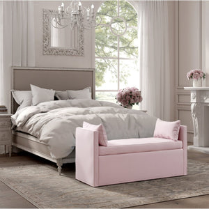 HomeRoots 53" Elegant Floral Upholstered Bench - Versatile Seating for Bedroom, Entryway, or Living Room Decor Light Pink 490981