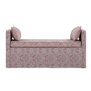 HomeRoots 53" Elegant Floral Upholstered Bench - Versatile Seating for Bedroom, Entryway, or Living Room Decor Paisley Red 490982