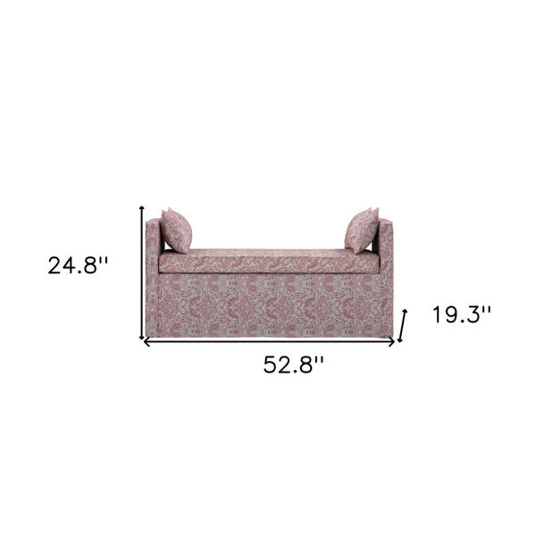 HomeRoots 53" Elegant Floral Upholstered Bench - Versatile Seating for Bedroom, Entryway, or Living Room Decor Paisley Red 490982