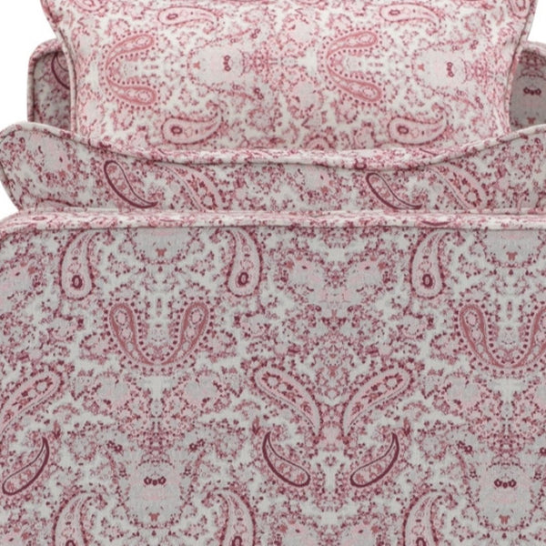 HomeRoots 53" Elegant Floral Upholstered Bench - Versatile Seating for Bedroom, Entryway, or Living Room Decor Paisley Red 490982