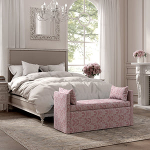 HomeRoots 53" Elegant Floral Upholstered Bench - Versatile Seating for Bedroom, Entryway, or Living Room Decor Paisley Red 490982