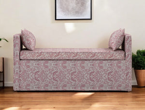 HomeRoots 53" Elegant Floral Upholstered Bench - Versatile Seating for Bedroom, Entryway, or Living Room Decor Paisley Red 490982