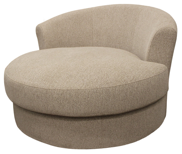 Homeroots 44" Sand Linen Upholstered Swivel Round Accent Chair And Toss Pillows   490984