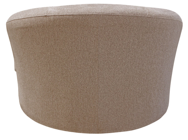 Homeroots 44" Sand Linen Upholstered Swivel Round Accent Chair And Toss Pillows   490984