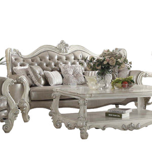 Homeroots 90" Gray Faux Leather Curved Sofa And Toss Pillows With Bone Legs   490989