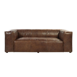 Homeroots 98" Brown Top Grain Leather Sofa With Black Legs   490999