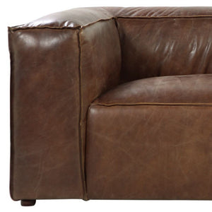 Homeroots 98" Brown Top Grain Leather Sofa With Black Legs   490999
