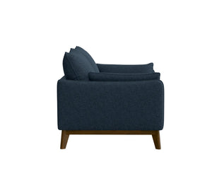 English Elm Blue Textured Fabric Mid-century Modern Loveseat with Flared Wood Legs for Living Room B361P494964