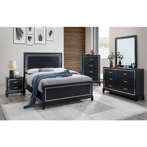 English Elm Livingston Modern Black Queen Panel Bed With Backlit Headboard - Stylish, Functional, And Cozy! B078S00639