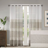 Madison Park Hayden Modern/Contemporary Woven Faux Linen Striped Window Sheer MP40-7235 Neutral