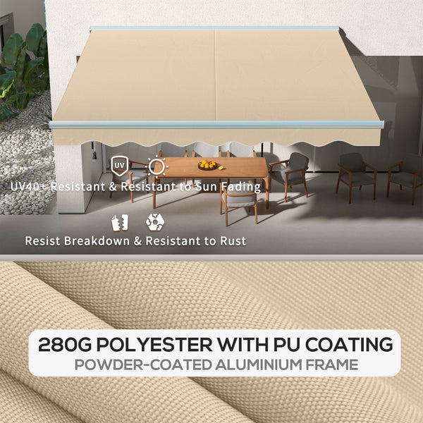 English Elm Outsunny 13' X 10' Motorized Retractable Awning With Led Lights, Uv40+ Protection For Outdoor Spaces W2225P200426-GIGA