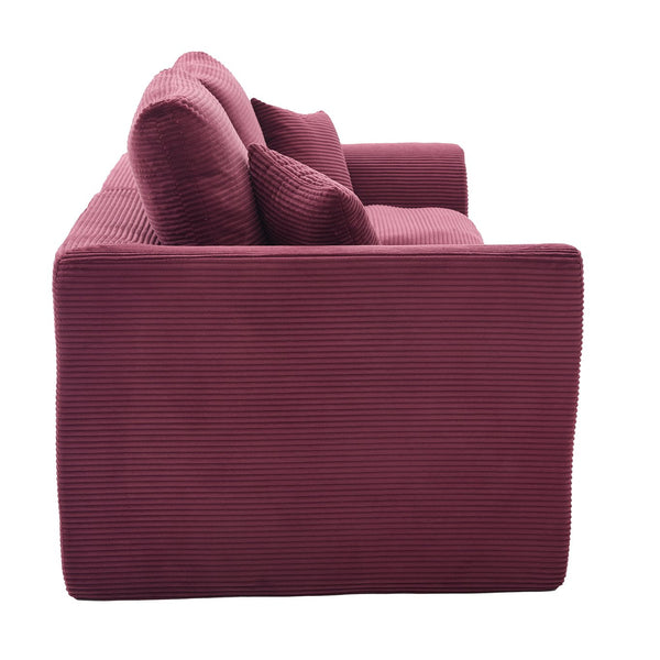 English Elm UNITED Cloud Couch Modular Sectional Sofa with Corduroy Cover, Ergonomic 2-Seater, No Assembly Needed WINE RED W1568P371121