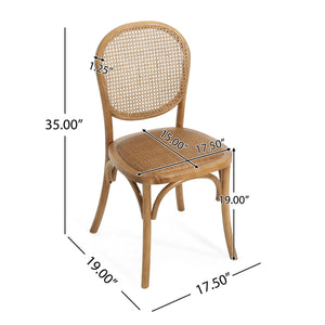 English Elm Christopher Knight Home® - DINING Chairs with Birch Wood Frame and Rattan Backrest, Foam Seat, Vintage Curved Design, Set of 2 Light Brown N779P192530L