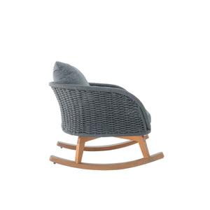 Christopher Knight Home® - 29.5" Gray Wicker Rocking Chair With Plush Polyester Cushions, Solid Wood Frame, Indoor/Outdoor Cozy Retreat