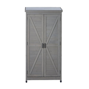 English Elm Outdoor Cedar Wood Vertical Storage Shed with Metal Roof for Garden Tools W2640P262538