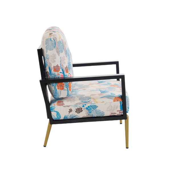 English Elm Christopher Knight Home® - Floral Velvet Accent Chair with Removable Washable Cover, Plush 5.51" Cushions & Gold Legs for Living Spaces N817P237961B