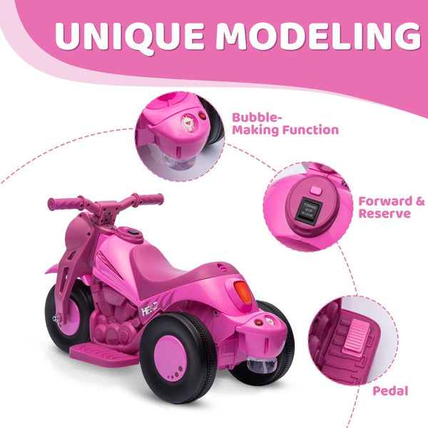 English Elm Qaba 6v Toddler Electric Motorbike with Bubble Machine Led Light and Music W2225P249811