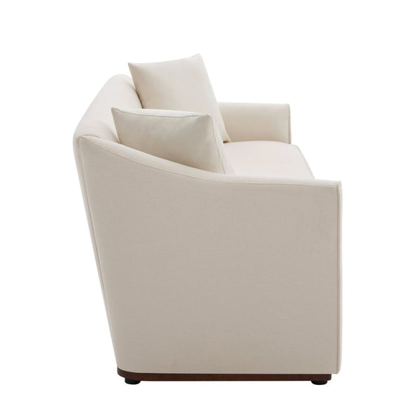 English Elm Modern Chenille Three Seater Sofa with Rubberwood Base and Wrap Around Arms for Living Room Beige N763S000110A