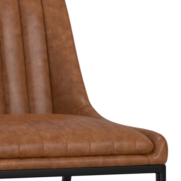 English Elm Melody Vegan Leather Dining Chairs Channel Tufted with Black Steel Frame Set of 2 B136P266938